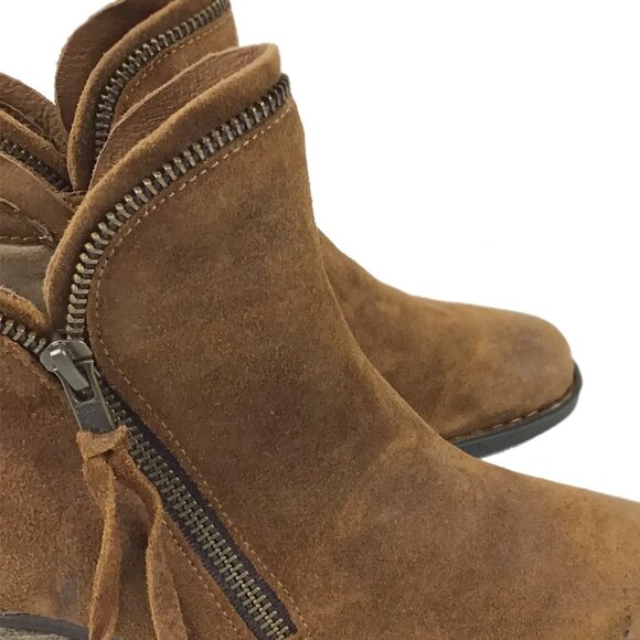 Born Montoro II Taupe Brown Suede Leather Block Heel Zipper Booties - Picture 4 of 11